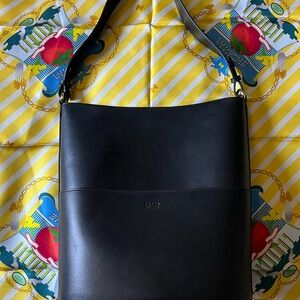Freja NYC Black Leather Tall Tote Bag